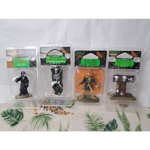 Lemax Spooky Town Lot of 4 Figurines Good Condition Grim Reaper/In the Stocks